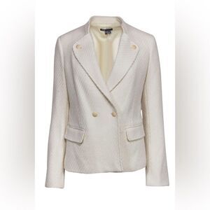 Vince Size 8 Cream Wool Blend‎ Boucle Jack Blazer Coat C14